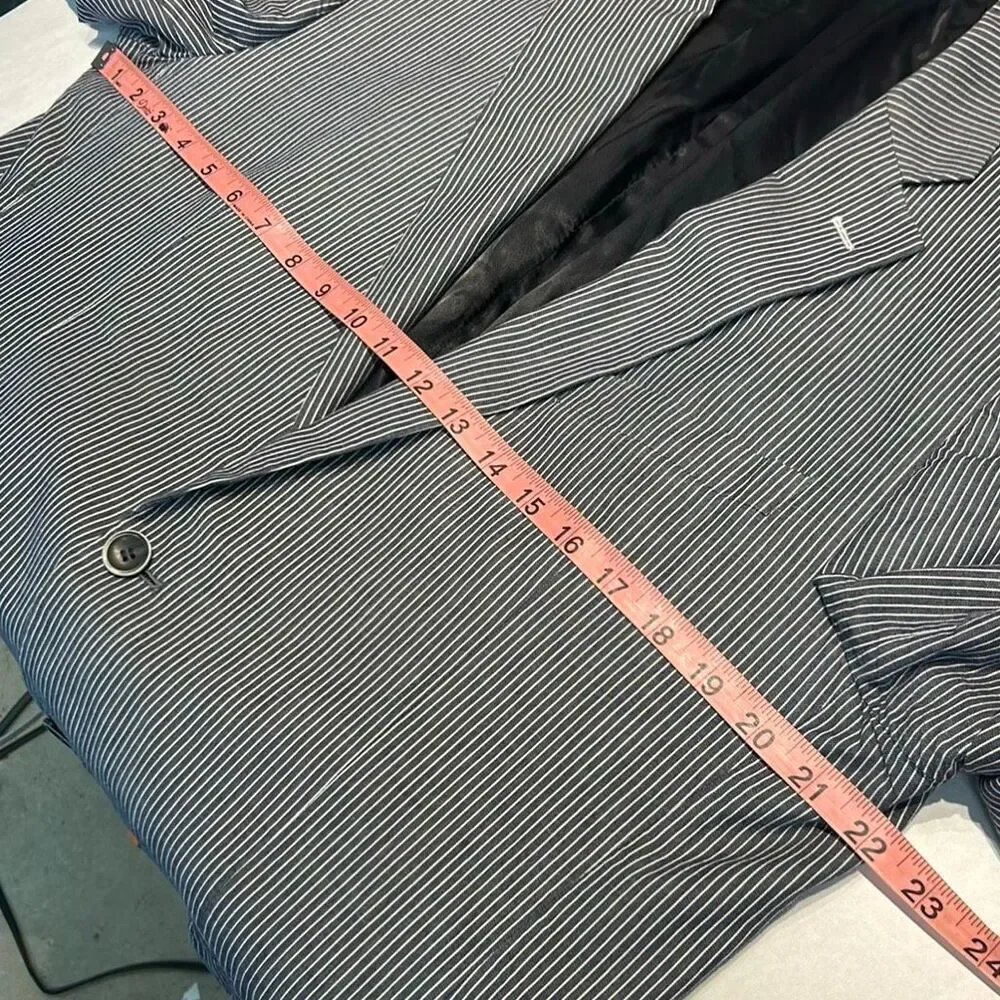 Austin Reed Mens Striped Blazer Sz XLarge Pure Cotton Gray White Suit Coat